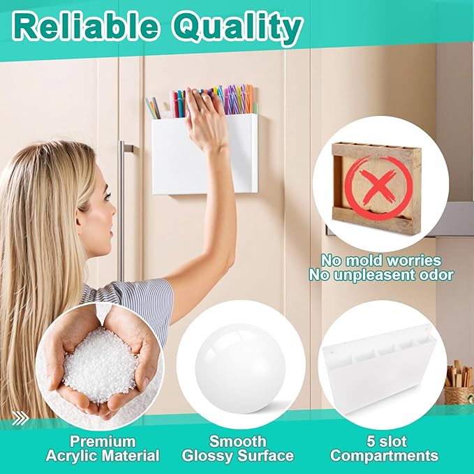 Acrylic Straw Holder for Cabinet Door, Reusable Straw Organizer with Removal Adhesive Tapes, Magnetic Mount, Drinking Straw Storage Container for Kitchen Bar Counter Cupboard 1 Pack