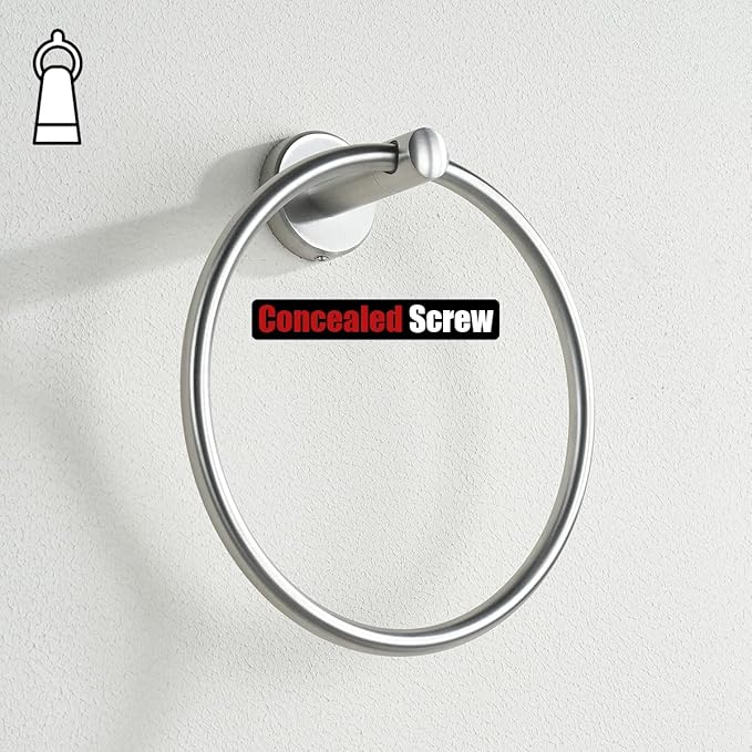 JQK Towel Ring, 304 Stainless Steel Hand Towel Holder for Bathroom, Brushed Finished Wall Mount, TR130-BN