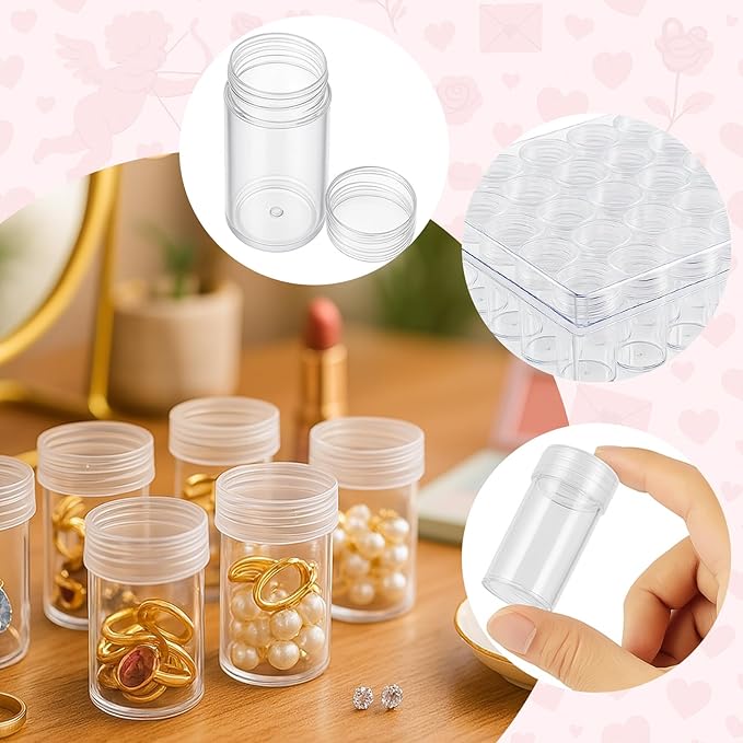 BigOtters Embroidery Diamond Storage Box, 30PCS Big Clear Plastic Bead Containers with Silicone Funnel for Jewelry Painting DIY Art Craft Rhinestones Sewing Cosmetic Nail Glitter Powder-NeatNest