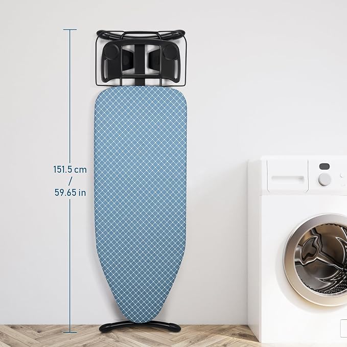 Duwee 17"x46" Ironing Board Full Size,Deluxe Ironing Board with Steam Iron Rest,Heat Resistant Cover and Thicken Felt Pad, Adjustable Height,Heavy Sturdy Legs