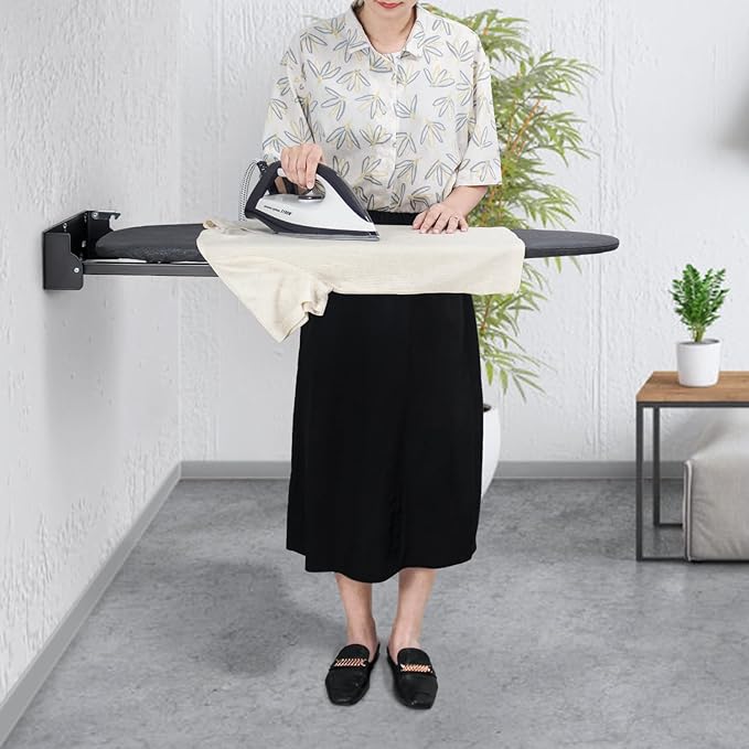 Duwee 12"×36" Wall Mounted Ironing Board,Folding Ironing Board Cabinet with Heat Resistant Cover,Compact Wall Mount Fold Down Iron Board for Small Spaces
