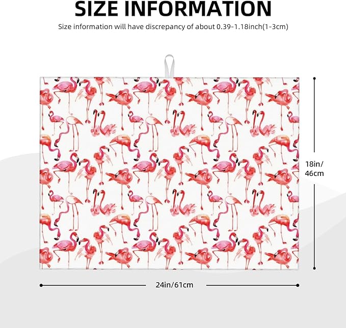 Cute Pink Flamingo Dish Drying Mat For Kitchen Counter, Super Absorbent Microfiber Dish Drying Pad, Kitchen Gadgets For Easy Clean Multi-Use Large 18"x24"-NeatNest