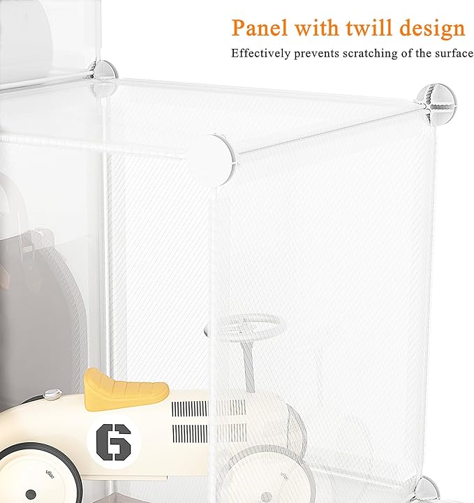 AWTATOS Cube Storage Organizer, Closet Organizers and Storage, 6 Cube Shelves Bookshelf, DIY Stackable Plastic Clothes Organizer Shelving for Bedroom, Home, Transparent Twill