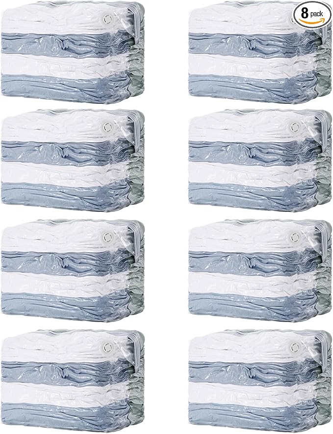 TAILI 8 Pack Vacuum Storage Bags Space Saver, Jumbo Cube 31x40x15 Inch, Extra Large Vacuum Sealed Bags for Comforters Blankets, Bedding, Clothes, Duvets, Closet Organization