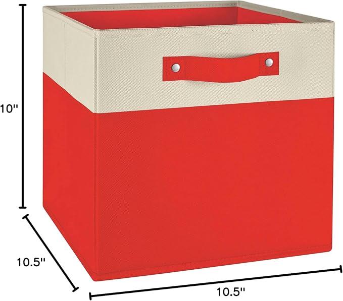 RiverRidge Kids storage bins 2 Pack Cube Storage Organizer with Handles - 10.5 Inch Two-Tone Polyester Canvas closet organizers and storage for Toys, Shoes & More - Fits Cabinets