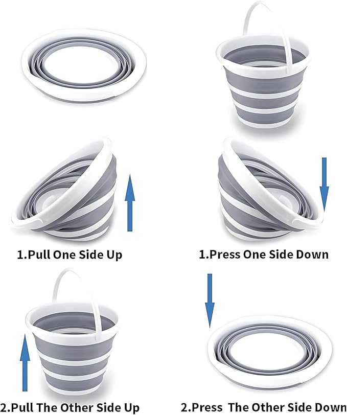 South Bend Components 2.6 Gallons Collapsible Bucket with Handle, Space Saving Design Portable Foldable Water Pail for Indoor/Outdoor, Mop, Boating, Camping, and Fishing (1-Pack)-NeatNest