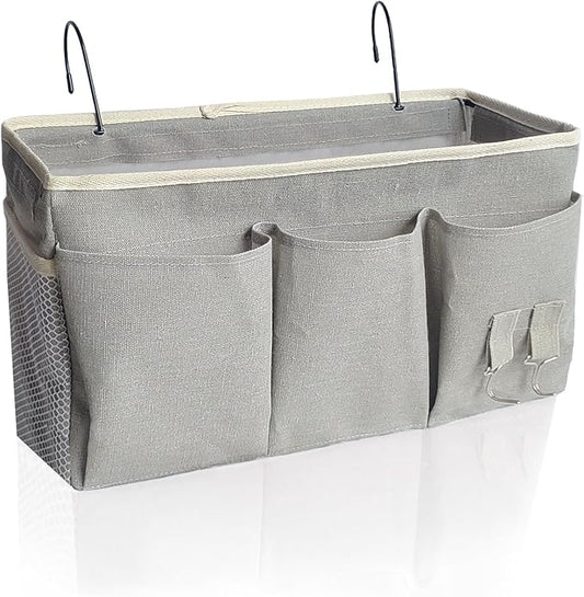 Bedside Caddy/Hanging basket Storage Organizer Bag for Bunk and Hospital Beds,College Dorm Bed,Can be Placed Glasses Books Mobile Phones (Grey 1)-NeatNest