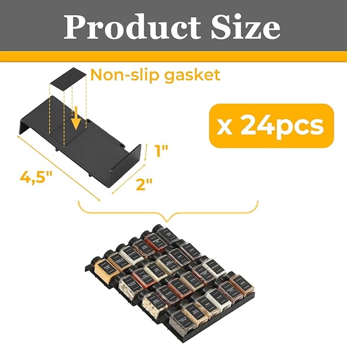 Famhap Spice Drawer Organizer, 24PCS Interlocking Expandable Seasoning Rack Tray Insert for Kitchen Drawers, Spice Rack Drawer for Spice Jars-NeatNest