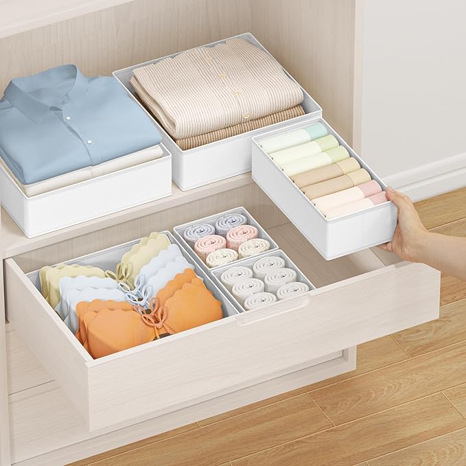 DIMJ Drawer Organizer Clothes Storage - 24 Pack Baby Dresser Organizer for Nursery, Small Fabric Closet Drawer Organizer Bins for Underwears Socks, Foldable Storage Dividers Organization for Bedroom-NeatNest