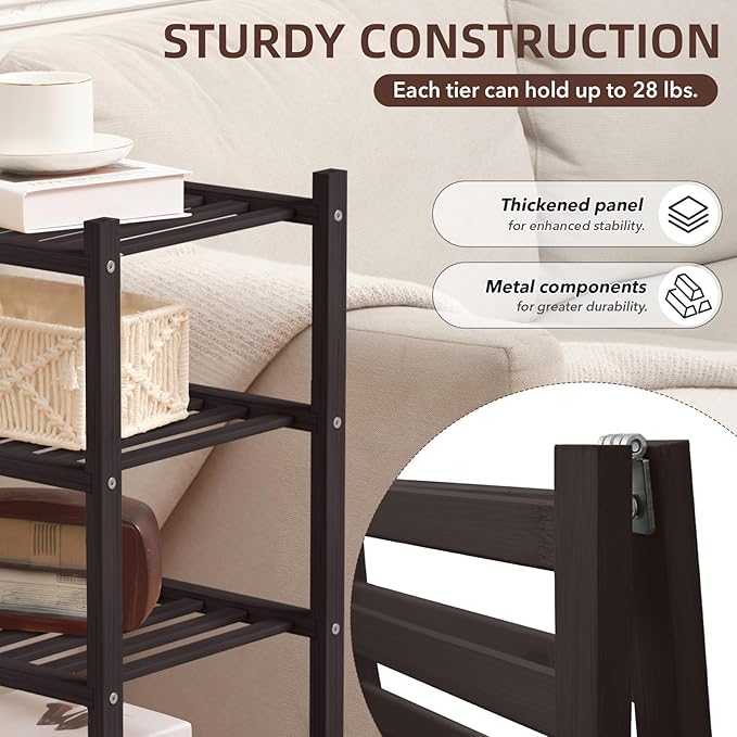 4 Tier Bamboo Shoe Rack Storage Organizer for Closet, Multifunctional Stackable Free Standing Shoe Shelf Organizer for Small Space,Entryway, Hallway, Bathroom27 x11 x26 (Brown, 4 Tier)-NeatNest