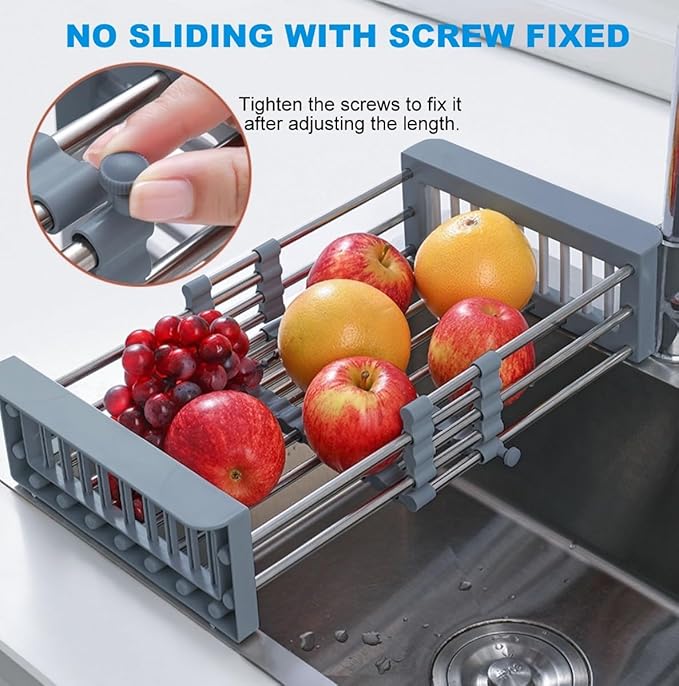 Dish Drying Rack Kitchen Sink Organizer: Expandable Stainless Steel Dish Drainer – Rustproof Sink Dish Drying Rack – Upgraded Dish Racks for Kitchen Counter with Adjustable Arms Holder