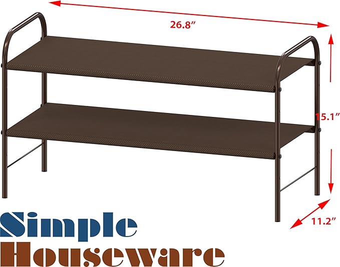 Simple Houseware 2-Tier Shoe Rack Storage Organizer, Bronze-NeatNest