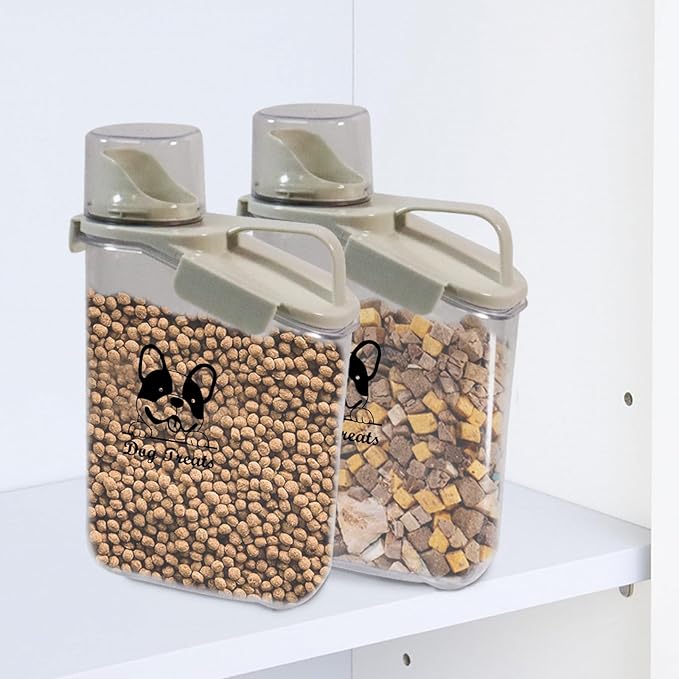 DogTreats Storage Container Airtight Portable Dog Food Container with Handled Lid and Pour Spout,DogTreats Storage for Dog Dry Food Small Pet Food Container-NeatNest