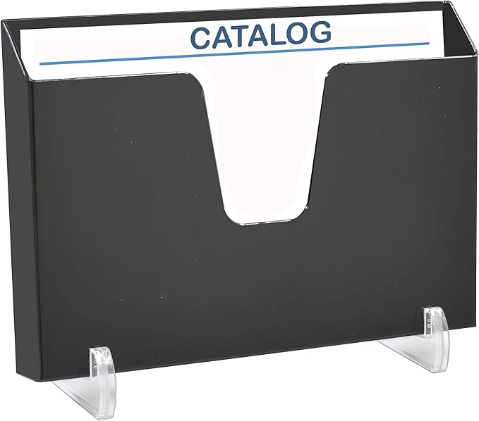 Acrimet Pocket File Holder Horizontal Design Brochure Display (for Wall Mount or Countertop Use) (Removable Supports Included) (Letter Size) (Black Color)