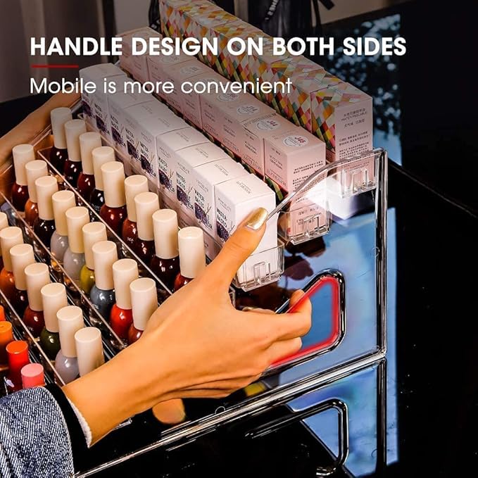 Nail Polish Organizer 84 Bottles of 7 Layers Sunglass Organizer Acrylic Display Rack Eyeglasses Storage Essential Oils Holder Makeup Organizer No Tool Needed Assembly, Clear (2 Pack)-NeatNest