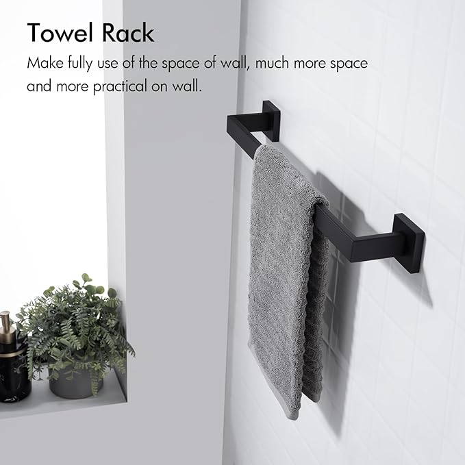 BANOLUX Towel Rack, 12-Inch Single Towel Bars for Bathroom, Towel Racks for Bathroom Wall Mounted SUS304 Stainless Steel Hand Towel Holder Organize Heavy Duty, Matte Black Towel Bar