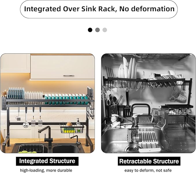 Over Sink Dish Drying Rack Kitchen Above Sink Shelf Dish Rack Large Capacity 62cm/24in