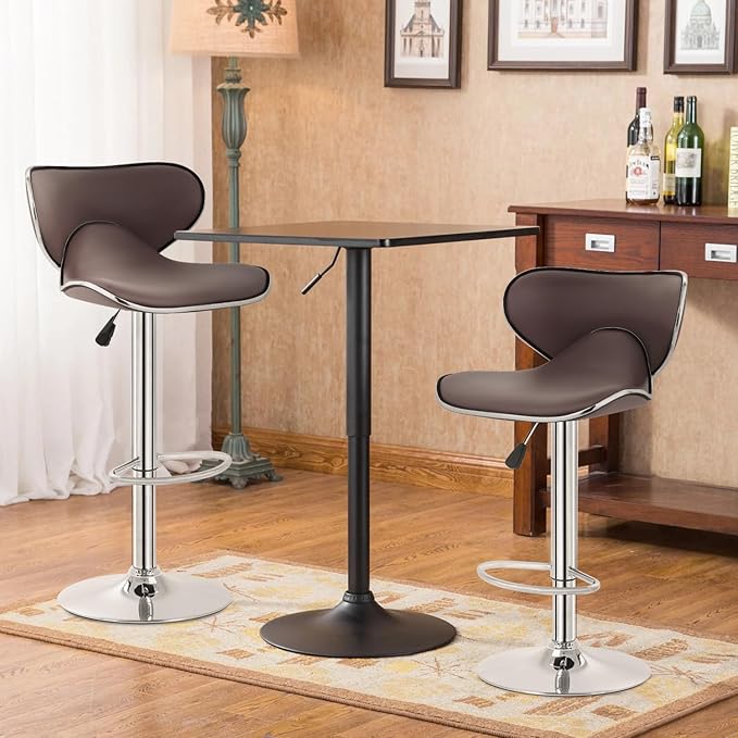 BestOffice Bar Stools Set of 2, Counter Height Adjustable Bar Stools with Back Bar Stool PU Leather Swivel Bar Stool Kitchen Counter Bar Stools Dining Chairs-NeatNest