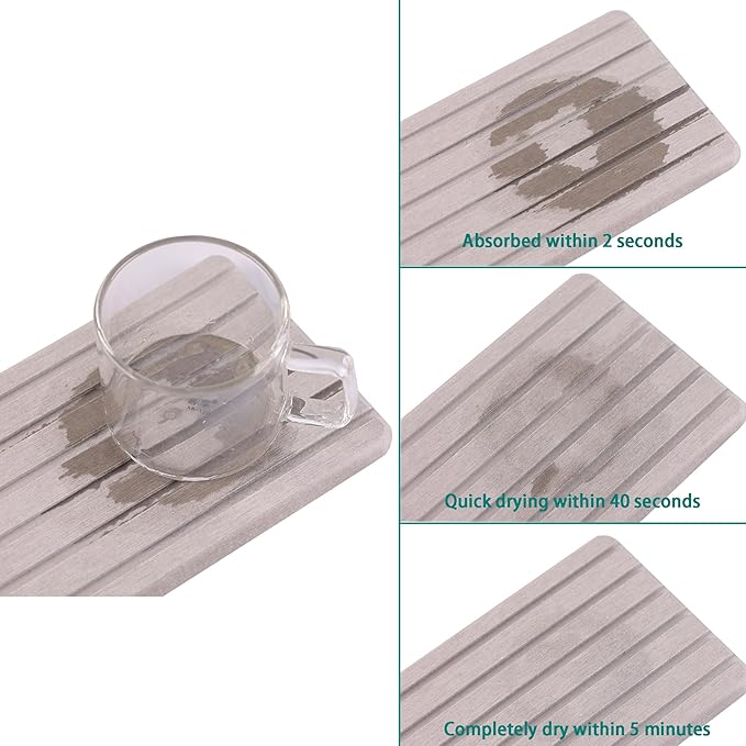 2 PCS Water Absorbent Diatomite Coasters Rectangle, Grooved Design, Water Absorbing Stone Used for Hand Soaps & Plants & toiletries in The Modern Home-NeatNest