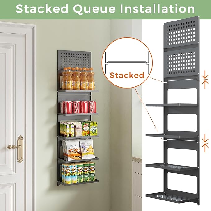 2-Tier Folding Metal Shelf Wall Mounted | Small Foldable Wall Shelf | Dorp Down | Combined Stackable | Double Layer Small Floating Shelf for Laundry Room Bathroom Utility RV | 13.4" (Black)