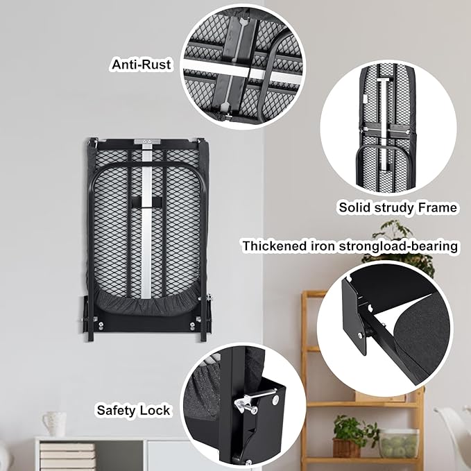 Duwee 12"×36" Wall Mounted Ironing Board,Folding Ironing Board Cabinet with Heat Resistant Cover,Compact Wall Mount Fold Down Iron Board for Small Spaces