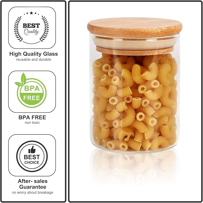DHSBTLS 6 oz Glass Jars with Bamboo Lids, Borosilicate Glass Airtight Canisters sets, Food Storage Container, Pantry Organization and Storage Jars, Kitchen Spice Jars of 15-NeatNest