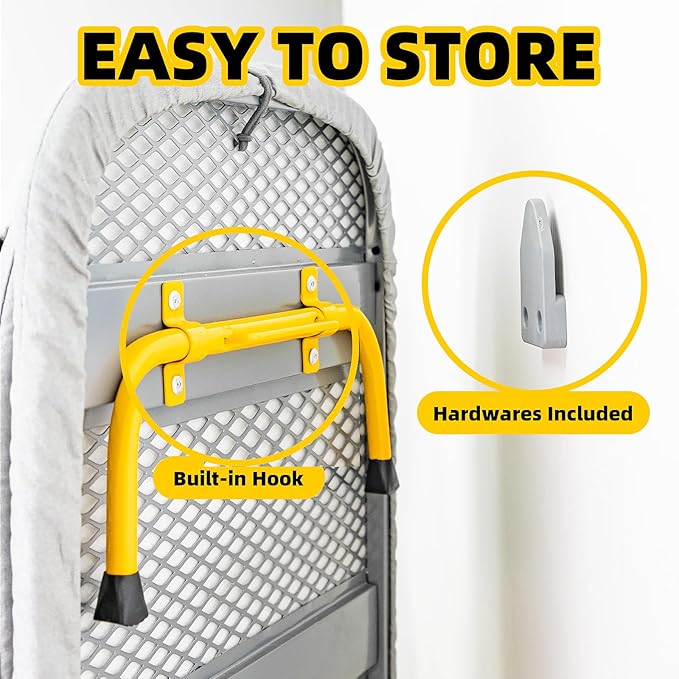 Foldable Ironing Board, 13"x35" Folding Tabletop Small Ironing Board with Iron Holder and Wall Mount Space-Saving, Grey