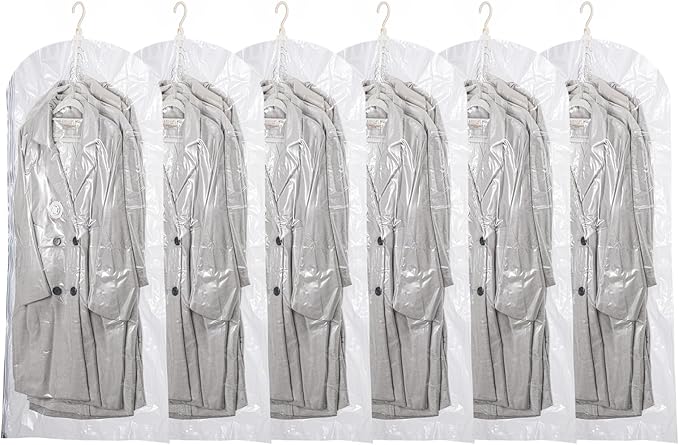 Hanging Vacuum Storage Bags, 6 Pack (53 x27.6 inch), Vacuum Seal Bags for Clothing, Garment Storage for Coat, Jacket, Suits, Dresses, Closet Oragnization and Storage-NeatNest