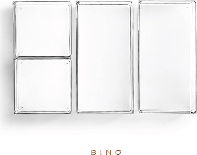 BINO | 4-Piece Drawer Organizer Bin Set | THE MODULAR | Multi-Purpose Storage | Durable | BPA-Free | Desk Drawer Organizer | Vanity Bathroom Makeup-NeatNest