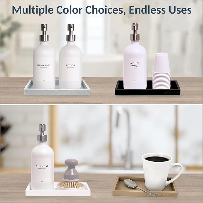 Countertop and Vanity Tray - Small 7.7” Silicone Tray for Soap Dispenser Bottles, Bathroom Trays, Kitchen Sink Trays, Sink Caddy Kitchen Sinks Organizer, Soap Dish & Sponge Holder Mat-NeatNest