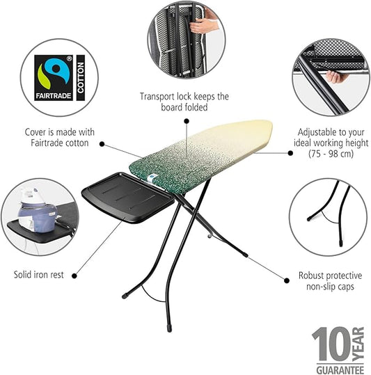Brabantia - Ironing Board C - Extra Large Steam Unit Holder - Adjustable in Height - Non-Slip Rubber Feet - 100% Fair Trade Cotton Cover with Foam Layer - Foldable XL Unit - New Dawn - 49 x 18 inches-NeatNest