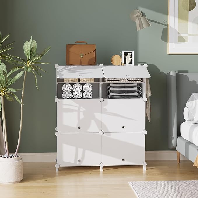 AWTATOS Shoe Rack, 6 Tier Shoe Storage Cabinet with Door, 32 Pair Shoe Organizer Shelves for Closet Hallway Bedroom Entryway, White-NeatNest