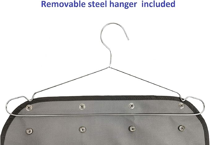 Dual Sided Hanging Jewelry Organizer with Hanger for Closet Necklace Earrings Bracelet Ring Travel Holder (56 Zippered Clear Pockets Grey)-NeatNest