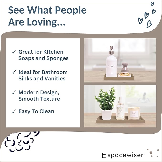 Countertop and Vanity Tray - 2 PC (11” and 7”) Shatterproof Silicone Kitchen and Bathroom Trays for Counter, Kitchen Soap Dispenser Tray, Vanity Trays for Bathroom, Perfume Key Tray-NeatNest