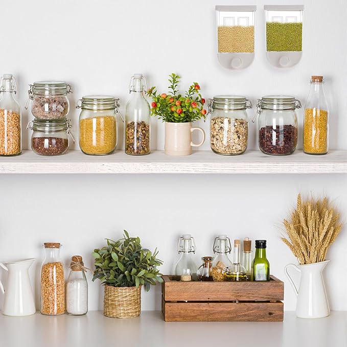 DOITOOL 1000ML Cereal Dispenser Hanging Storage Box Granola Dispenser Practical Kitchen Canisters White Dispensador De Cereal Dry Food Dispenser-NeatNest