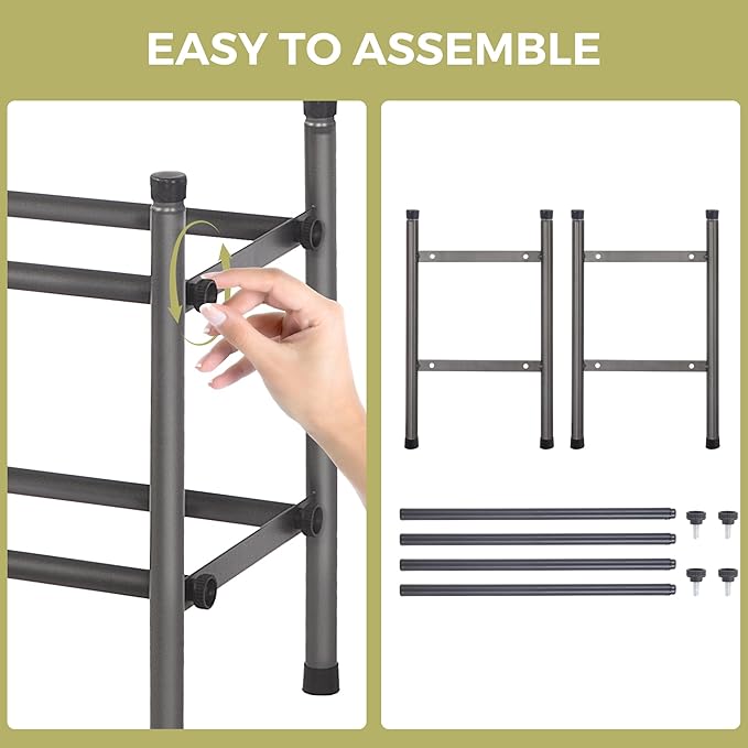 Shoe Rack, Expandable Shoe Storage Organizer for Closet, 2 Tier Metal Shoe Rack for Entryway, Adjustable Small Shoe Shelf for Front Door Entrance, Small Space, Garage-NeatNest