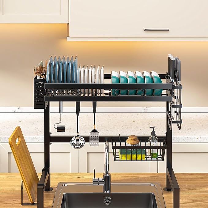 Over Sink Dish Drying Rack Kitchen Above Sink Shelf Dish Rack Large Capacity 62cm/24in