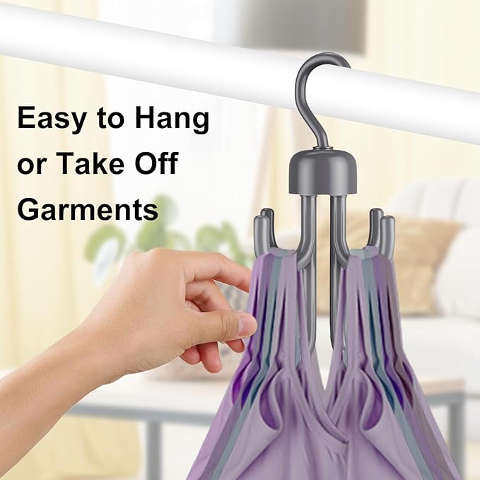 3Pcs Tank Top Hanger, Rotatable Bra Hangers for Closet Organizer, Max 72 Storage Capacity Belt Hanger, Plastic Space Saving Closet Organizers Apartment Dorm Essentials for Bra Tank Top Belt Tie, Grey-NeatNest