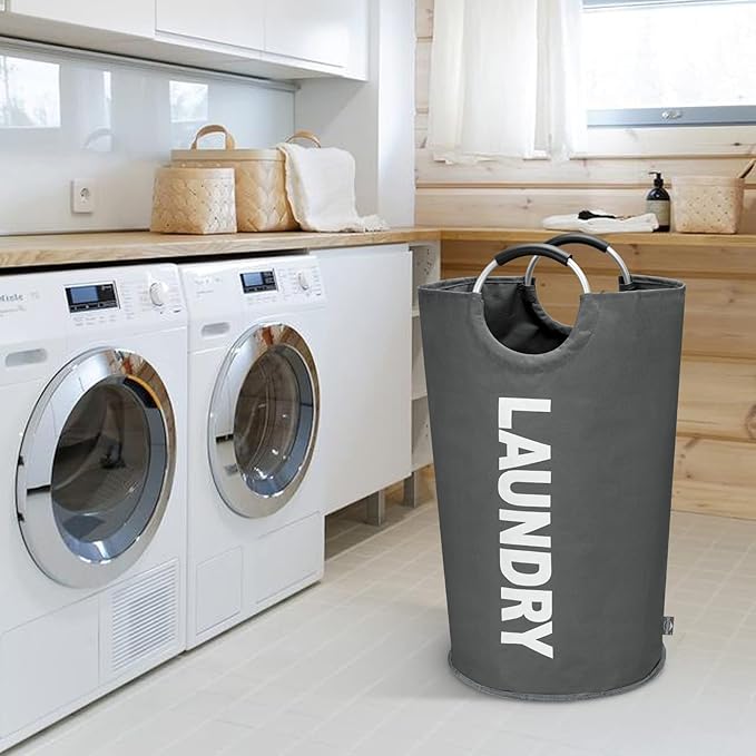 DOKEHOM 125L X-Large Collapsible Washing Laundry Basket Bag (7 Colors) for Bedroom, Fabric (Dark Grey, XL)-NeatNest