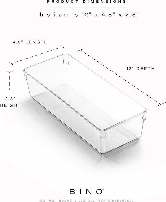 BINO | Oblong Plastic Drawer Organizer Bin, 2-Pack | THE ARTISAN COLLECTION | Multi-Purpose | Durable | BPA-Free | Desk, Vanity, Bathroom & Makeup Drawer Organizer-NeatNest