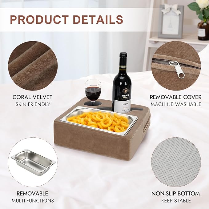 Couch Cup Holder, Couch Caddy, Couch Drink Holder, Bed Cup Tray, Sofa Cup Holder Remotes Holder for Cups, Headphones, Snacks and Phones, Use it on Car, Pack, Beach, RV, and More(Lightbrown)-NeatNest