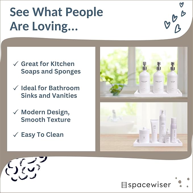 Countertop and Vanity Tray - 2 PC Large 11.7" Silicone Bathroom Trays, Counter Organizer, Dish Soap Sponge Holder Kitchen Sink Tray Organizer, Sink Caddy Toothbrush Key Kitchen Soap Trays-NeatNest