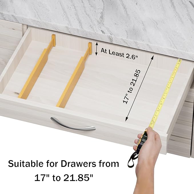 BAMBUROBA Bamboo Drawer Dividers, Adjustable Organizer for Kitchen & Bedroom, Expandable 17-22" Drawer Separators, 4-Pack-NeatNest