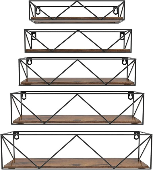 CRUGLA Bathroom Shelves Wall Mounted Set of 5, Hanging Storage Floating Shelf for Bathroom, Kitchen, Bedroom, Living Room Home Decor-NeatNest