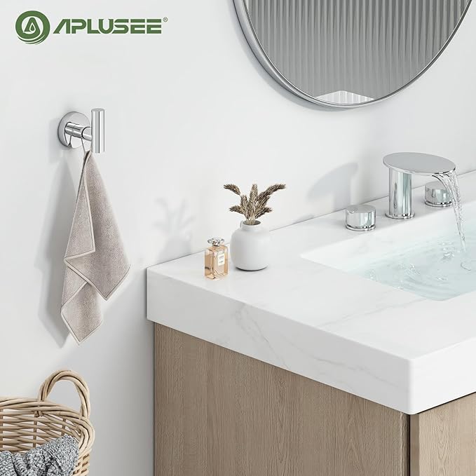 APLusee Polished Chrome Towel Hook, 304 Stainless Steel Heavy Duty Robe Hook, Wall Mounted