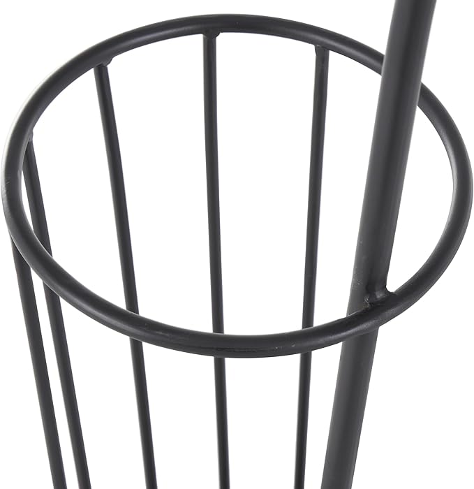 Deco 79 Metal Umbrella Stand 2 Section with Umbrella Shaped Handle, 13" x 8" x 27", Black-NeatNest
