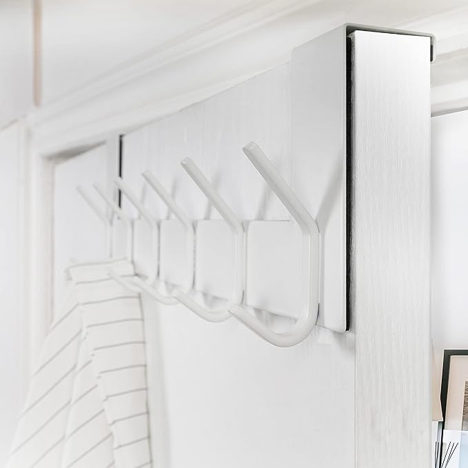 WEBI Over The Door Hooks,Over Door Towel Rack,Door Hanger,Door Coat Hanger,Door Coat Rack,Door Hooks for Hanging Clothes,Back of Door,White