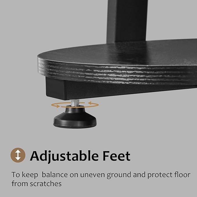 BEWISHOME Round End Table Side Table with Metal Frame, Accent Nightstand Bedside Table with 3-Tier Shelves, Small Couch Table for Living Room Bedroom Black KTZ41B-NeatNest