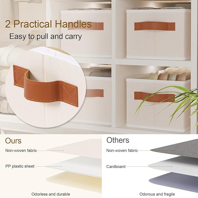 Fabric Storage Bins with Lids, Linen Foldable Clothes Boxes, Closet Organizer Containers with Double Handles, Baskets for Bedroom, Grey, 1 Pack, 14.96 x 6.1 x 5.11Inch-NeatNest