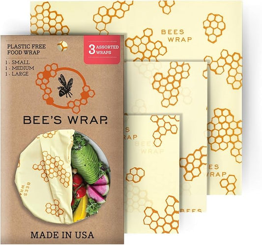 Bee's Wrap Beeswax Wraps for Food - Honeycomb 3 Pack (S, M, L) Made in USA Reusable & Organic Food Wraps, Sandwich Wrap & Bowl Covers - Eco-Friendly Alternative to Aluminum Foil & Plastic Wrap-NeatNest